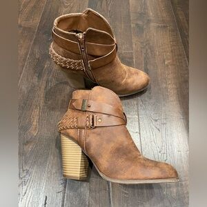 XOXO brown leather booties